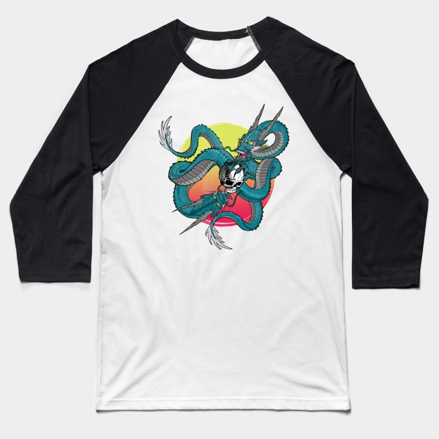 Dragon art with skull Baseball T-Shirt by Josephsfunhouse